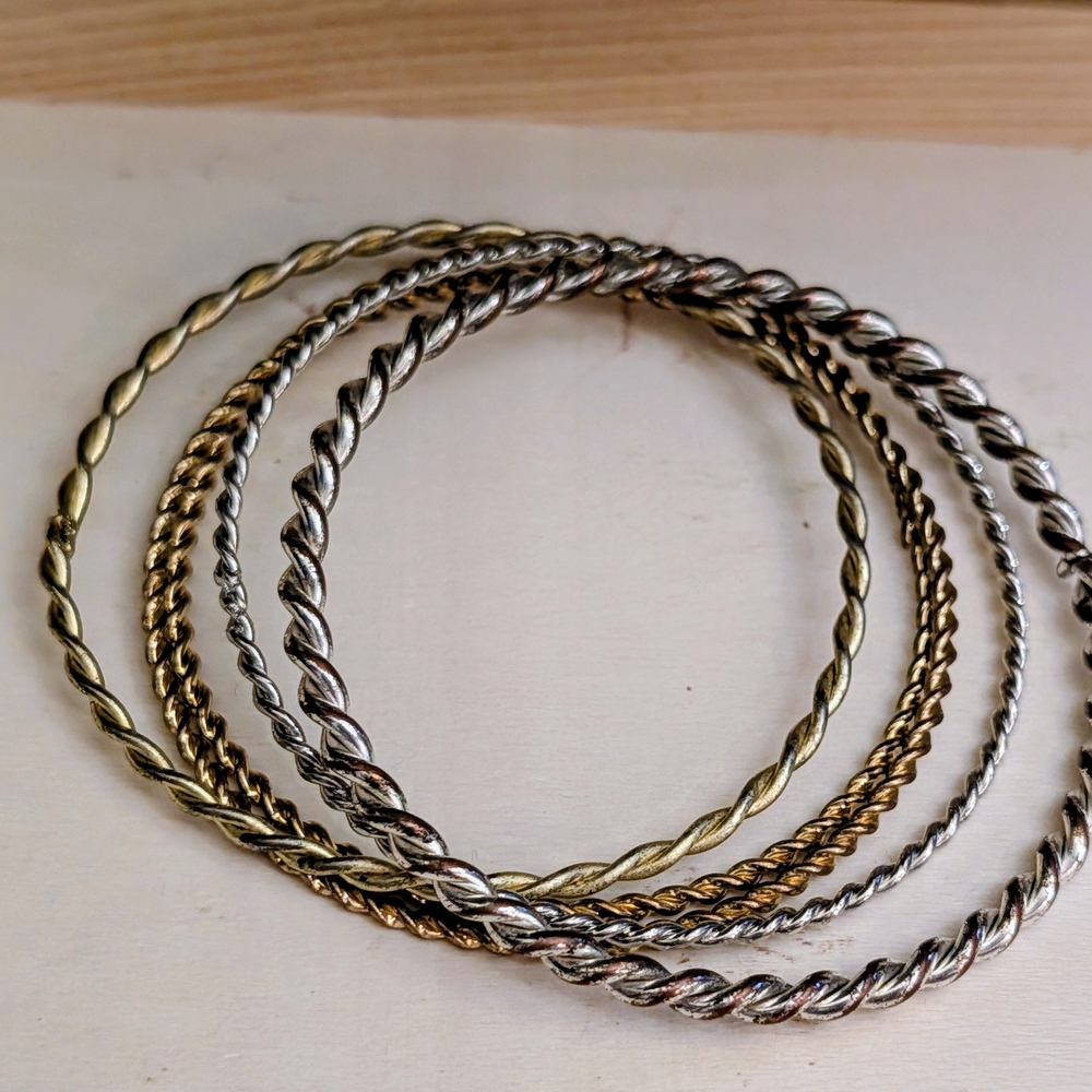 Source Unknown Gold and Silver Twisted Bracelets - Picture 6 of 6